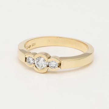 Ring - 14 karaat Geel goud Diamant (Natuurlijk), Handtassen en Accessoires, Ringen, Nieuw