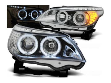 Angel Eyes koplampen Chrome geschikt voor BMW E60 E61, Auto-onderdelen, Verzenden, Nieuw, BMW