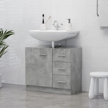 vidaXL Wastafelkast 63x30x54 cm bewerkt hout betongrijs, Verzenden, Nieuw