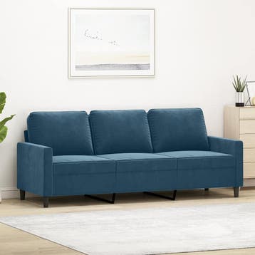 vidaXL Driezitsbank / zetel 180 cm fluweel blauw, Verzenden