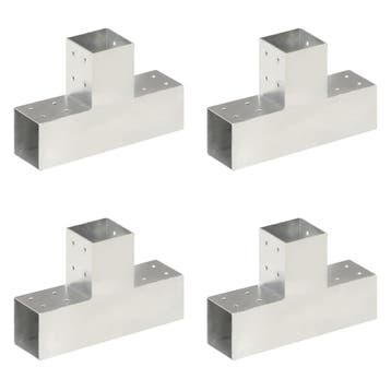 vidaXL Paalverbindingen 4 st T-vorm 81x81 mm gegalvaniseerd, Jardin & Terrasse, Verzenden