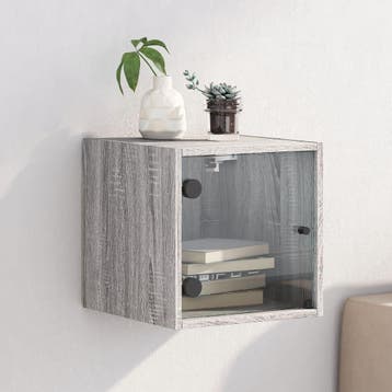 vidaXL Nachtkastje met glazen deur 35x37x35 cm grijs sonoma, Huis en Inrichting, Verzenden, Nieuw
