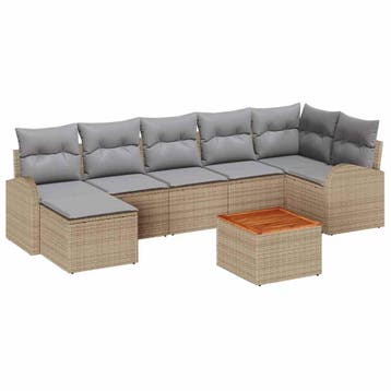 vidaXL Tuinbank Set 8 st Beige en Lichtgrijs poly rattan, Verzenden