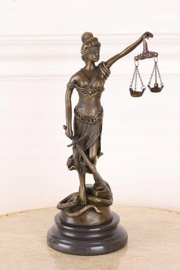 sculptuur, Lady Justice - 26 cm - Brons, Marmer