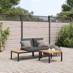 vidaXL 3-delige Loungeset met kussens aluminium zwart, Verzenden, Nieuw, Loungeset