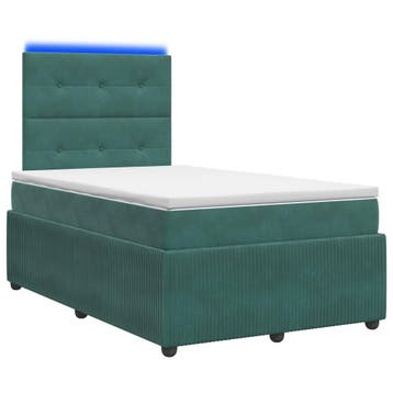 vidaXL LED Boxspringbed met Matras Donkergroen 120 x 190 cm, Verzenden