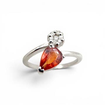 Sans prix de réserve - Bague Argent - Saphir orange,