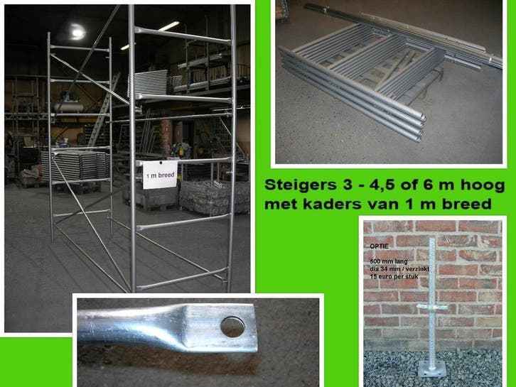 Steigers 3 - 4,5 of 6m hoog - met kaders 1m breed - stelling, Bricolage & Construction, Échafaudages, Enlèvement