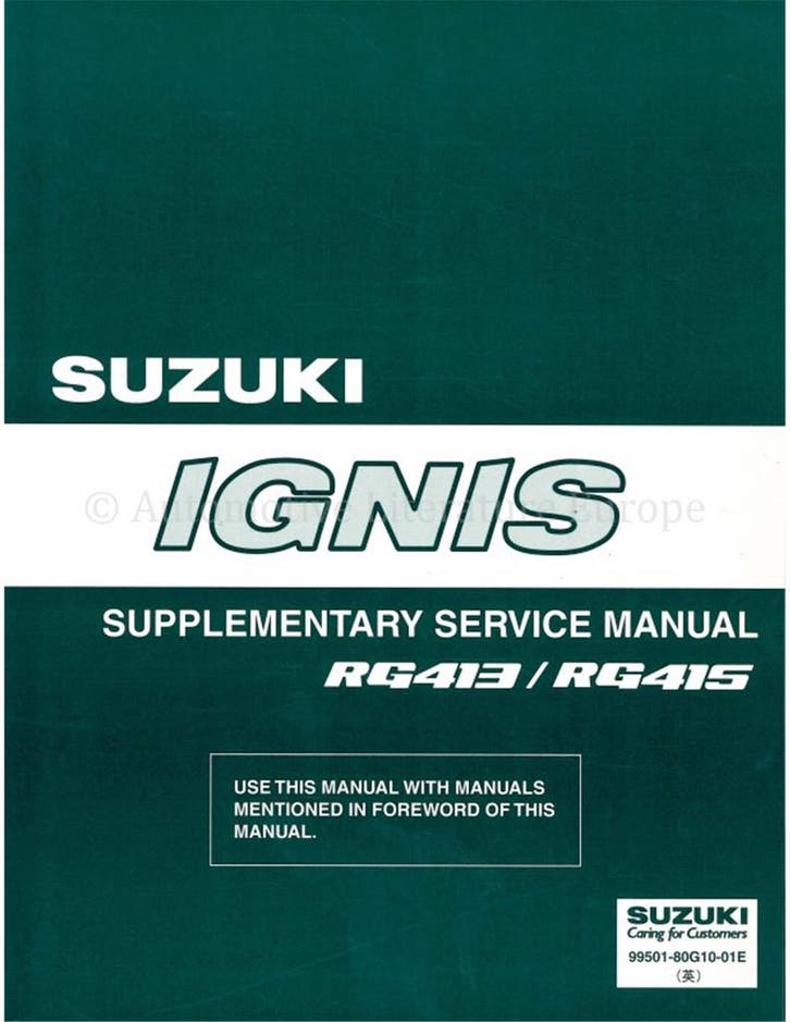 2003 SUZUKI IGNIS SUPPLEMENT SERVICE MANUAL ENGELS, Autos : Divers, Modes d'emploi & Notices d'utilisation