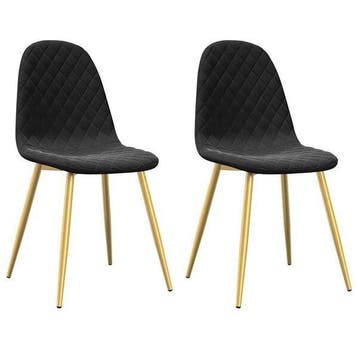 Lot 2 chaises velours noir - Jusqua epuisement -55% de r..., Verzenden