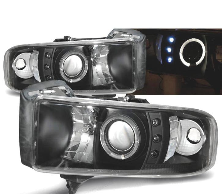 PHARES POUR DODGE RAM 94-01 LED ANGEL EYES NOIR, Autos : Pièces & Accessoires, Éclairage, Envoi