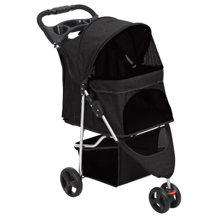 vidaXL Hondenwagen inklapbaar 80x46x98 cm oxford stof zwart, Animaux & Accessoires, Autres accessoires pour animaux, Envoi