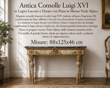 Wandtafel - Hout, Marmer - Console Lodewijk XVI