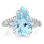 Bague - 14 carats Or blanc - 4.06ct. tw. Aigue-marine -, Bijoux, Sacs & Beauté