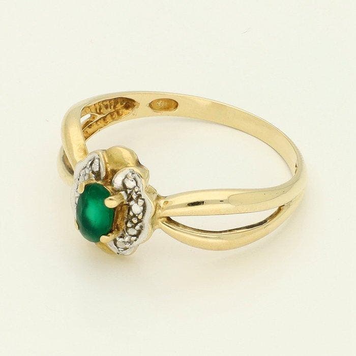 Ring - 18 karaat Geel goud - Smaragd, Handtassen en Accessoires, Ringen