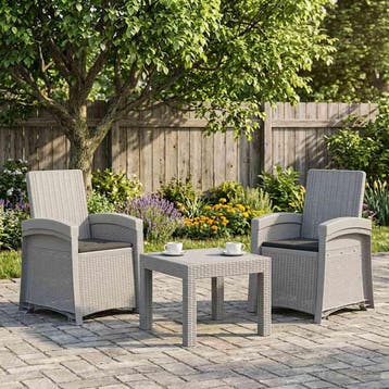 vidaXL Ligstoel Rieten Look 2 st Wit en antracietkleurig PP, Verzenden, Nieuw