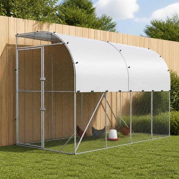 vidaXL Kippenhok Tegen de Muur zilver 600 x 150 x 215 cm, Verzenden, Nieuw