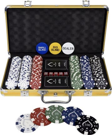 Texas Finest Golden Pokerset 300 Chips – Pokerkoffer, Verzenden, Nieuw