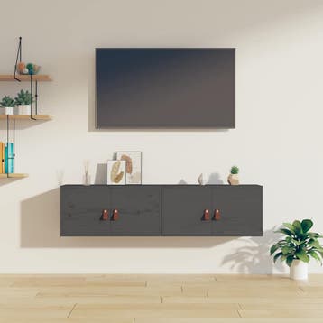 vidaXL Wandkasten 2 st 60x30x30 cm massief grenenhout grijs, Verzenden