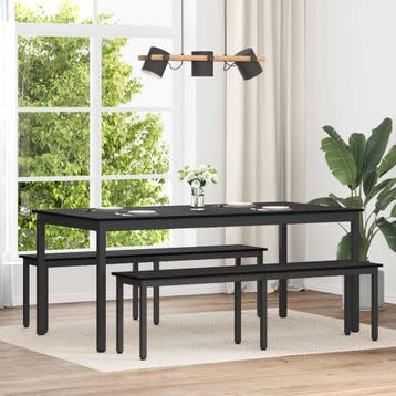 vidaXL Bank Zwart Eiken 160 x 35 x 45 cm Bewerkt hout, Verzenden, Nieuw