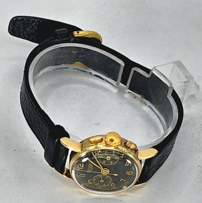 ED. Heuer & Co. - Gold Chronograph - Kaliber Valjoux 69 -, Handtassen en Accessoires, Horloges | Heren