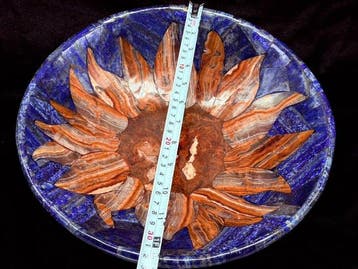 Handgemaakt Lapis Lazuli en Bande Onyx Floral Decoratieve