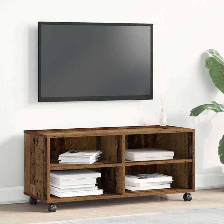 vidaXL TV Kast Bruin 90 x 35 x 40.5 cm Bewerkt hout, Huis en Inrichting, Kasten |Televisiemeubels, Nieuw, Verzenden