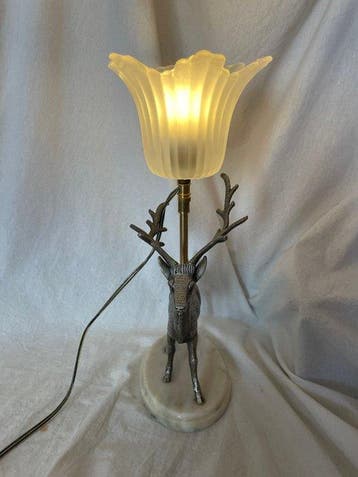 Lamp - Prachtige lamp CERF 36 cm - Matglas - Verzilverd