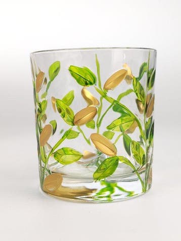 Secoloventesimo - Drinkservies (6) - Bladeren groen gouden