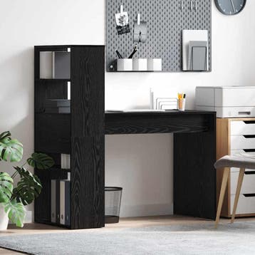 vidaXL Bureau Zwart Eiken Bewerkt hout 113 x 54 x 120 cm, Verzenden, Nieuw
