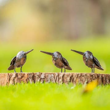 Figuur - Twee metalen ijsvogels - Metaal, Antiek en Kunst