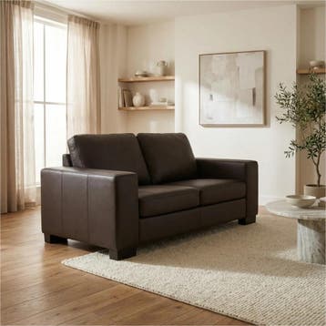 Leren bank Enjoy - 2 zits - Hermes Caffe (donkerbruin) -, 150 tot 200 cm, Nieuw, Ophalen of Verzenden, Modern