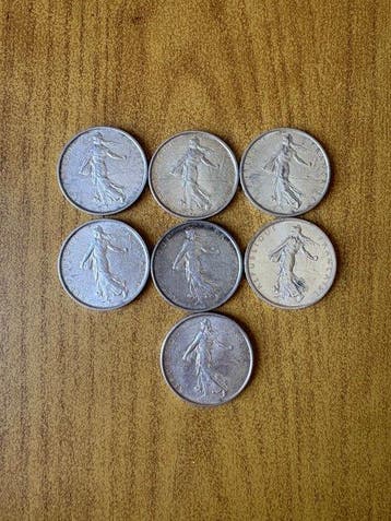 Frankrijk. 5 Francs 1960/1966 (lotto di 7 monete) (Zonder, Postzegels en Munten