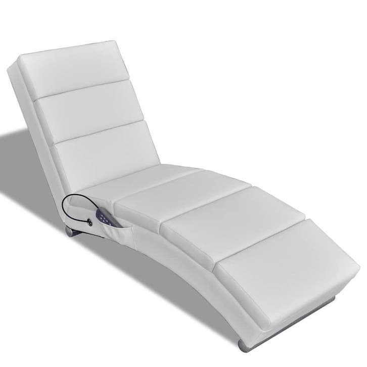 vidaXL Massagelounger kunstleer wit, Huis en Inrichting, Stoelen, Nieuw, Verzenden