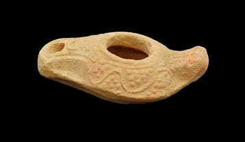 Oud-Romeins Terracotta Versierde olielamp - 83 mm (Zonder