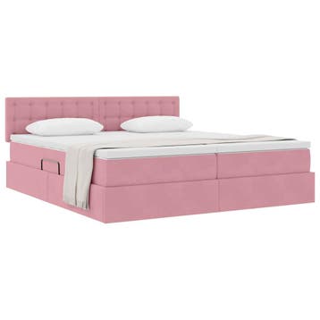 vidaXL Opbergbed 2 st Roze 180 x 200 cm Velvet, Verzenden