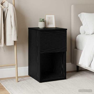 vidaXL Bedkast Zwart eiken 29 x 31,5 x 49 cm Bewerkt hout, Verzenden
