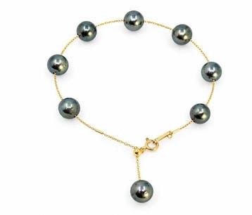 Armband - 18 karaat Geel goud, 7,5x8 mm heldere Tahitiaanse, Nieuw