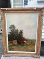 Arend vd Pol (1886 -1956) - Grazende koeien bij schuur