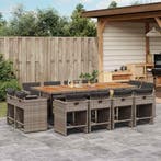 vidaXL 13-delige Tuinset met kussens poly rattan grijs, Verzenden, Nieuw, Tuinset