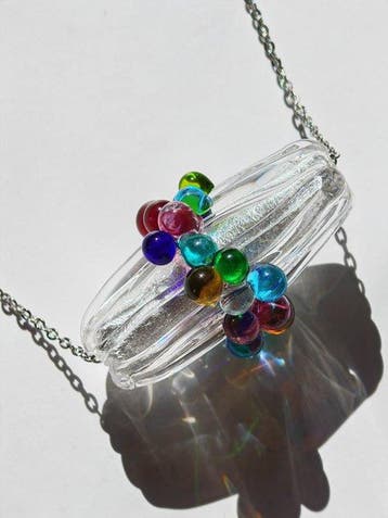 Murano-glas, ondergedompeld zilver - Ketting met hanger -