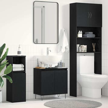 vidaXL Wastafel kabinet voor de badkamer Zwart Eiken 58 x 33, Verzenden, Nieuw
