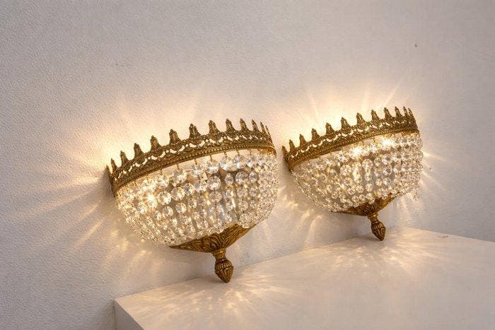 Wandkandelaar - Franse wandlampen - Messing, Metaal, Brons,, Antiek en Kunst, Curiosa en Brocante