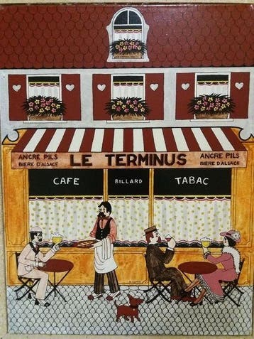 Michel Cordi (XX) - Café Le Terminus, Antiquités & Art