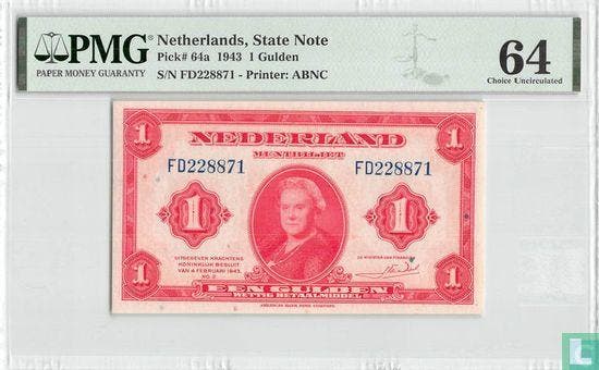 Muntbiljet 1 gulden Nederland (PL5.a) - 1943, Timbres & Monnaies, Billets de banque | Pays-Bas, Envoi