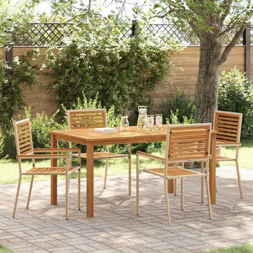 vidaXL Tuin Eettafel Set 5 st Beige Massief Acacia Hout, Verzenden, Nieuw