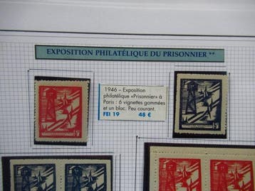 France 1946 - rare collection de vignettes de lexposition