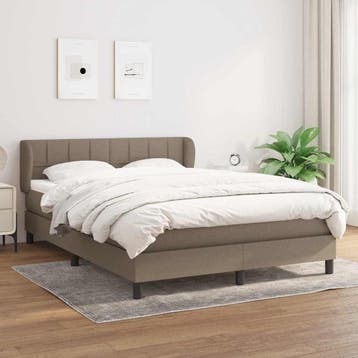 vidaXL Boxspring met matras stof taupe 140x200 cm, Verzenden, Nieuw
