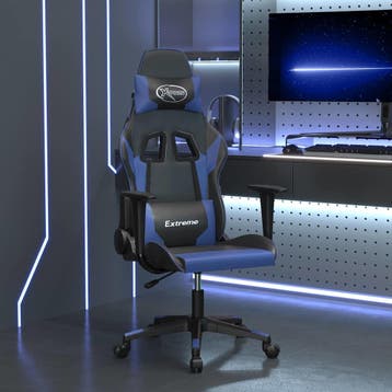 vidaXL Massage gamestoel kunstleer zwart en blauw, Verzenden