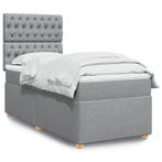 vidaXL Boxspring met matras stof lichtgrijs 90x200 cm, Verzenden